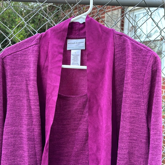 Alfred Dunner Petite Stretch Knit Purple Shirt Jacket Combo Cascading Front PL - Picture 3 of 15